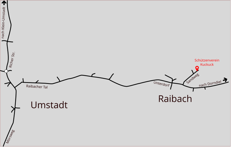 Schützenverein Kuckuck Mörsweg Richer Str. Raibacher Tal Umstadt Raibach Unterdorf Sandweg nach Dorndiel nach Klein-Umstadt